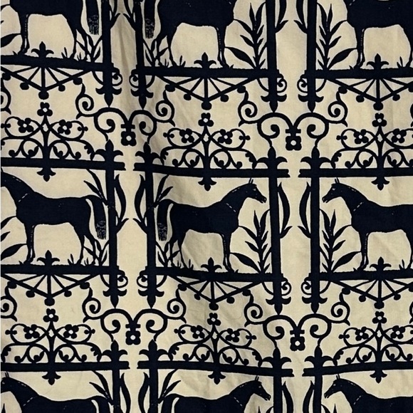 Crewcuts by J. Crew sz 8 girl's dress, cream/black horse pattern, cotton - Picture 2 of 12